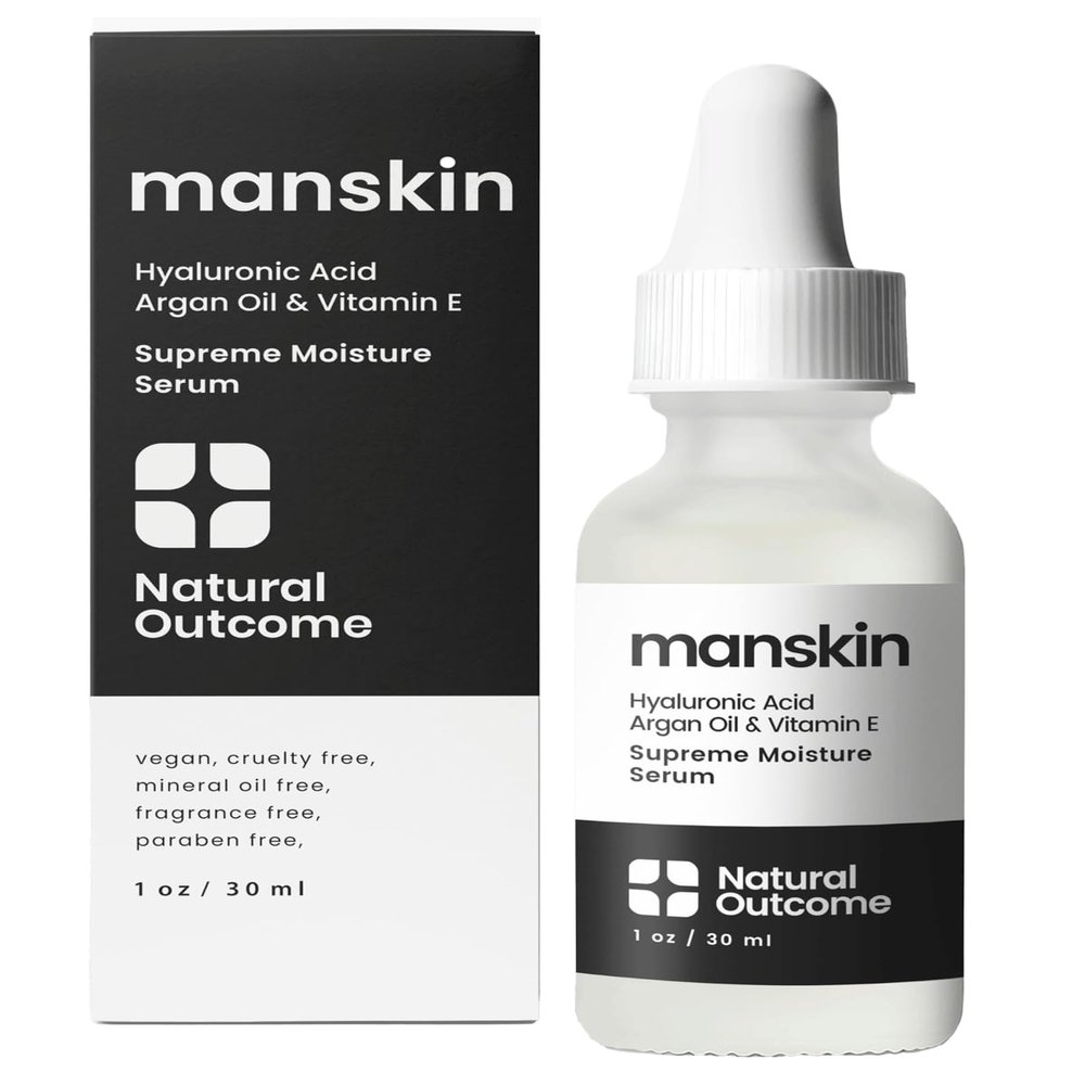 Natural Outcome Man Skin Supreme Moisture Serum Mens I Mens Anti-Aging Day & Night Facial Serum I Advanced Moisture Serum with Hyaluronic Acid, Argan Oil & Vitamin E