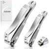 Alchemi Curved Blade Nail Clippers with Catcher, Surgical Sharp Fingernail & Toenail Clippers for Men Thick Nails, Heavy Duty No Splash Nail Cutters for Seniors, 2pcs Set view 1