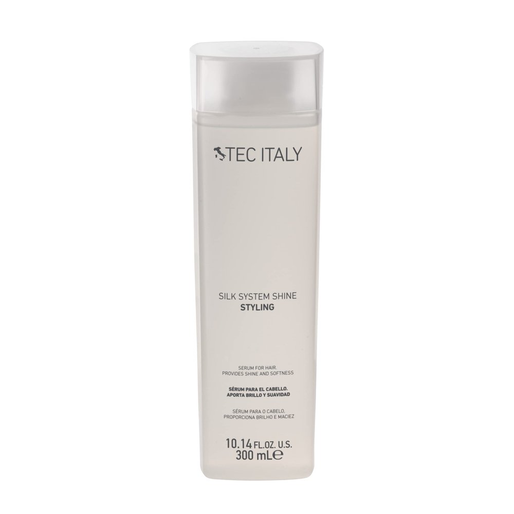 Tec Italy Silk System Shine Serum 300 ml Anti-Frizz Hair Serum for Smooth & Shiny Hair Split Ends Prevention, Lightweight Leave-In Treatment for All Hair Types