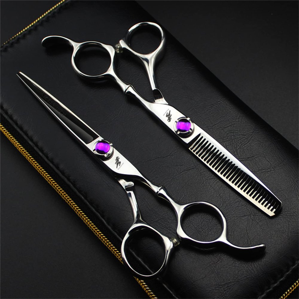 6.0 Inch Hair Cutting Scissors Set, Barber Hair Cutting & Thinning Shears, Barber Salon Hairdressing Shears, Hairdressing Thinning Shears, 440C Japanese Stainless Steel, for Barber And Home Use