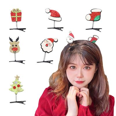 Jovono Christmas Hair Clips Mini Santa Hat Hair Barrettes Xmas Tree Beard Barrettes Glitter Cute Christmas Hair Accessories for Adult and Kids(6pcs)