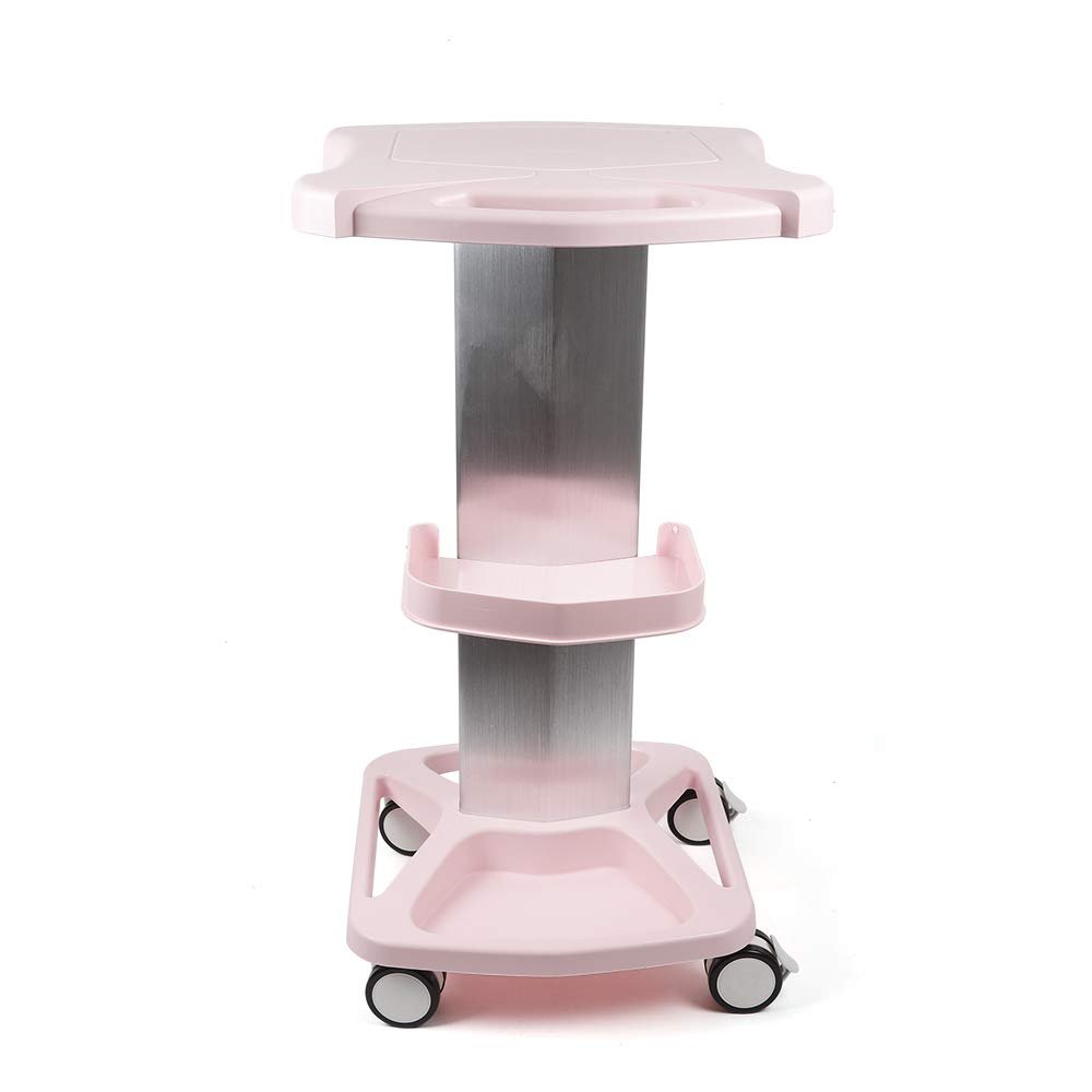 3 Tiers Beauty Salon Stand Rolling Cart SPA Beauty Machine Holder Trolley Modern Beauty Equipment Cart Pink