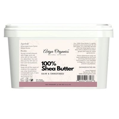 Ariya Organics Raw Shea Butter | 100% Unrefined & Plant Based Moisturizer for Face, Body & Hair | For DIY Body Butter, Balm, Lotion and Soap Making (40 oz.)