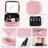 ZhenGuiRu Travel Makeup Bag with LED Mirror  Waterproof Cosmetic Train Case with Adjustable Dividers, Portable Makeup Organizer and Toiletry Bag for Women, Teens & Girls Gift, Pink view 3
