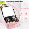 ZhenGuiRu Travel Makeup Bag with LED Mirror  Waterproof Cosmetic Train Case with Adjustable Dividers, Portable Makeup Organizer and Toiletry Bag for Women, Teens & Girls Gift, Pink view 4