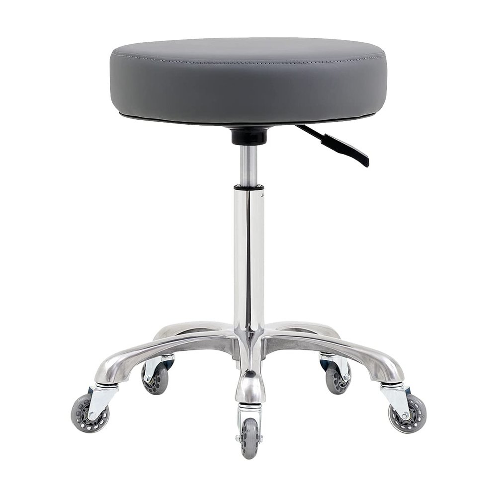 Ainilaily Rolling Stool with Wheels, Heavy Duty 400 lbs Stool for Shop Guitar Lab Tattoo Workbench Medical, Adjustable Swivel Chair (Grey)