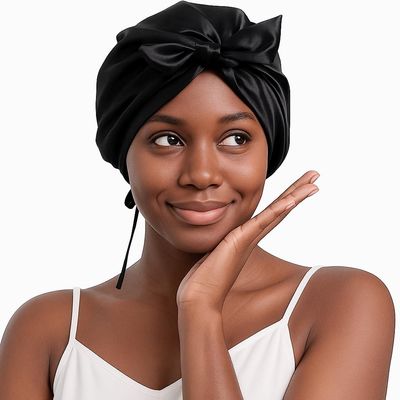 100% Mulberry Silk Bonnet for Sleeping Women, 22 Momme Grade-6A Double Layer Silk Hair Wrap for Hair Care with Elastic Stay On Head