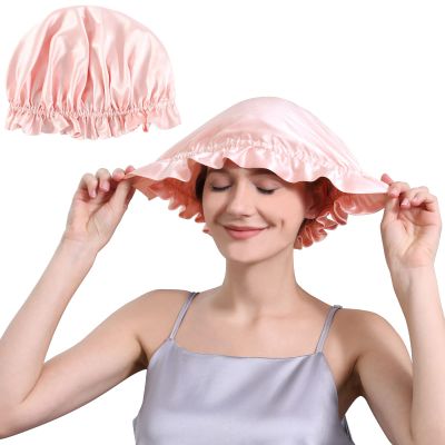 100% Mulberry Silk Bonnet for Sleeping Women, 22 Momme Grade-6A Double Layer Silk Hair Wrap for Hair Care with Elastic Stay On Head