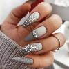 FRUJCDKI 24 Pieces of Ballet Nail Wearable Nail Fake Nail Patch Finished Nail Patch Gradient Nail Patch,Christmas Nail Stickers, Sparkling Snowflake Glitter Rhinestone Designs view 1