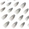 FRUJCDKI 24 Pieces of Ballet Nail Wearable Nail Fake Nail Patch Finished Nail Patch Gradient Nail Patch,Christmas Nail Stickers, Sparkling Snowflake Glitter Rhinestone Designs view 3