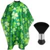 FEBSNOW Professional Barber Cape Independence St. Patrick's Day Salon Green Hair Cutting Cape with Adjustable neckline and Neck Duster Brush Barber Shop Supplies 46.8  56 Inch (clover pattern) view 1