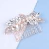 Aneneiceera Bride Wedding Crystal Hair Comb Clip Gold Hair Side Combs Pearl Hair Comb Leaf Rhinestone Headpieces Bride Hair Piece bridesmaid Hair Accessories for Women and Lady Girls view 3