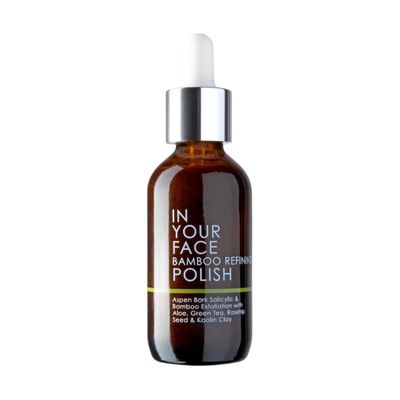 In Your Face Bamboo Refining Polish  Natural Face Scrub & Facial Scrub Exfoliator with Bamboo, Salicylic Acid, Aloe, Green Tea, Rosehip & Kaolin Clay  Pore-Refining & Collagen-Boosting  2 oz