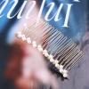 Aneneiceera Bride Wedding Pearl Hair Comb Clip Gold Hair Side Combs Beaded Hair Comb Pearl Headpieces Bride Hair Piece bridesmaid Hair Accessories for Women and Lady Girls(Gold C) view 4