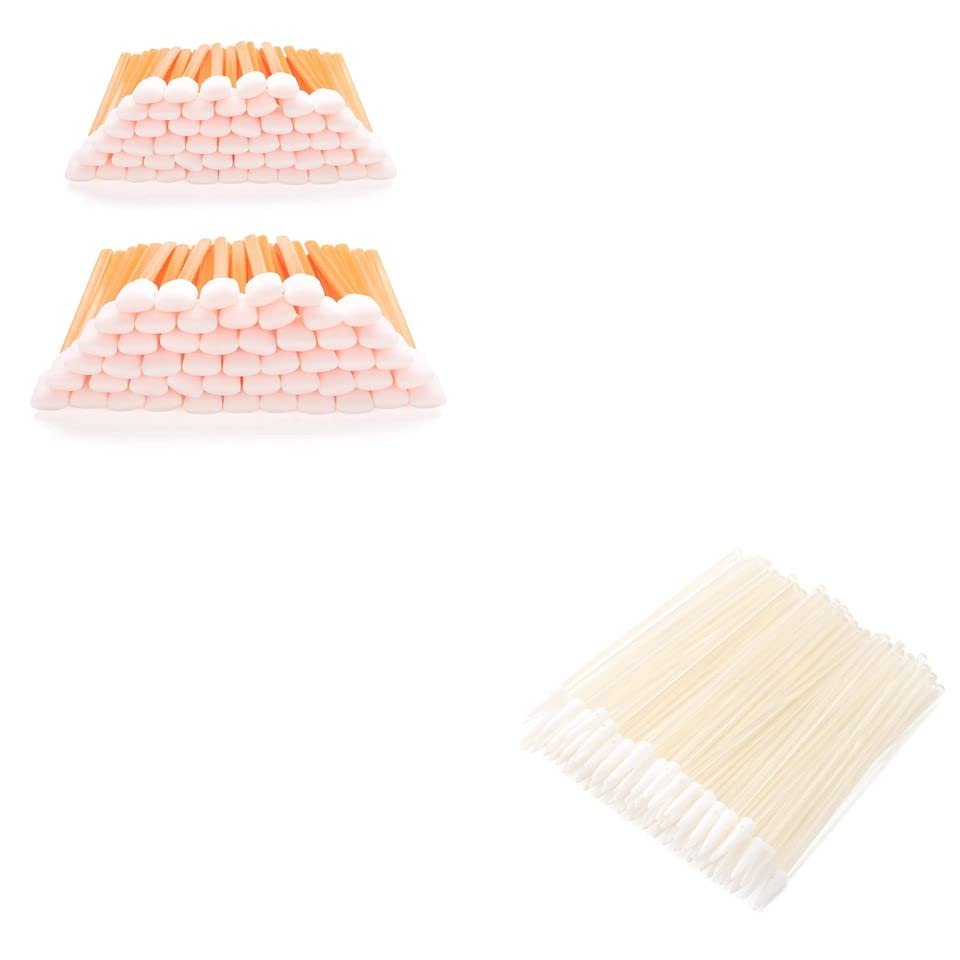 AAwipes Foam Cleaning Swab Sticks (100 pcs Large Rectangular Foam Tips, 5.25", Orange) and AAwipes ESD Swabs Foam Tip Swabs (100pcs, Transparent)