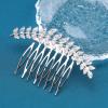 Aneneiceera Bride Wedding Crystal Hair Comb Clip Silver Hair Side Combs Leaf Hair Comb Rhinestone Headpieces Bride Hair Piece bridesmaid Hair Accessories for Women and Lady Girls(Silver) view 3