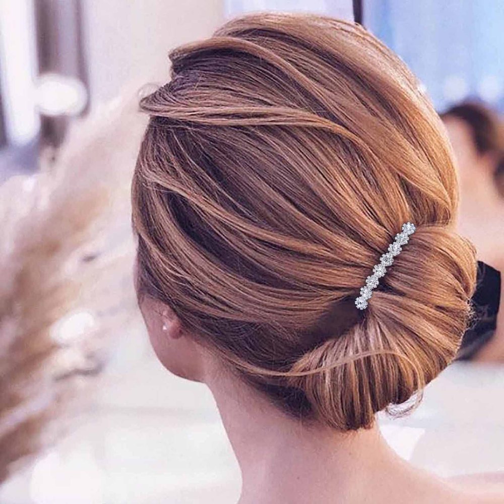 Aneneiceera Bride Wedding Crystal Hair Comb Clip Silver Hair Side Combs Flower Hair Comb Rhinestone Headpieces Bride Hair Piece bridesmaid Hair Accessories for Women and Lady Girls(Silver)