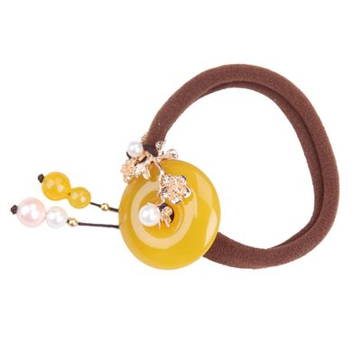 KALLORY 1pc Retro Hair Loop Chinese Style Hair Tie Vintage Bun Rubber Band for Hanfu Headdress Elastic and Comfortable Lightweight and Portable for All-match Outfits