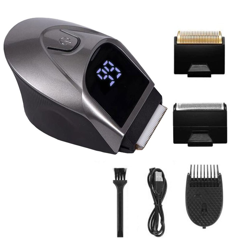 SUYOOULIN Self-Haircut Hair Clippers, Shortcut Grooming Haircut Kit, Waterproof Rechargeable Cordless Electric Hair Trimmer Men Head Clippers, 2 Cutting Heads, 4-in-1 Limit Comb (Grey)