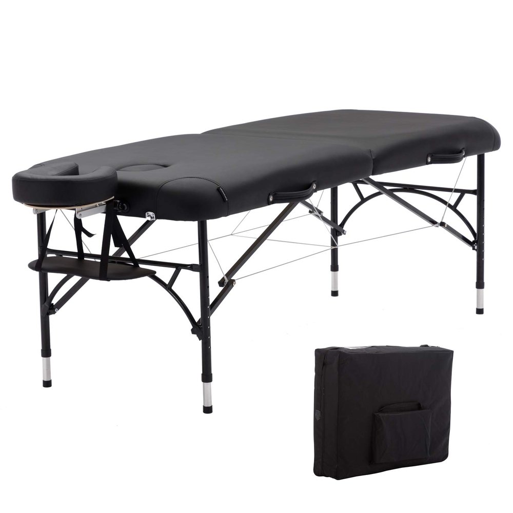 Artechworks 30" Width Portable Lightweight Massage Table Facial Solon Spa Tattoo Bed with Aluminium Leg, (2.56" Thick Cushion of Foam) for Home Office Living Room,Black