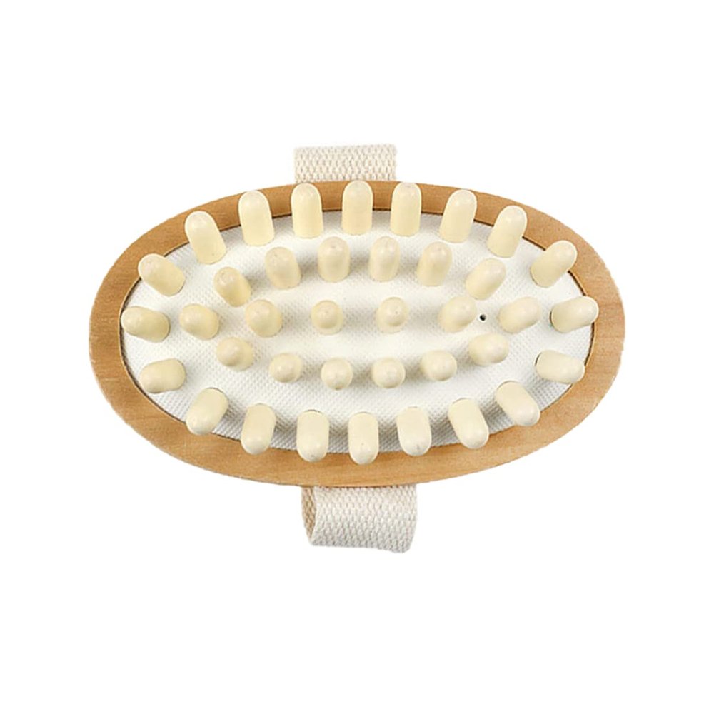 Healifty Wooden Spa Massager Soft Bristles Handheld Cushion for Home Use Promotes Circulation Exfoliates Skin for Dry Brushing and Relaxation