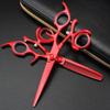 Swivel Thumb Hair Cutting Shears, 6 Inch Professional Japan 440C Red Cutting Thinning Hair Scissors Set Double Rotary Handle Flying Swivel Scissors (Color : Set) view 1