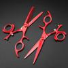Swivel Thumb Hair Cutting Shears, 6 Inch Professional Japan 440C Red Cutting Thinning Hair Scissors Set Double Rotary Handle Flying Swivel Scissors (Color : Set) view 2