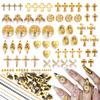 3D Cross Nail Charms,Gold Flat Back Nail Pearls Beads for Crafting,Cute Nail Charms Y2k Rhinestones Jewelry for Nail Art Flower Virgin Mary Religious Charms Gems Bulk Nail Chains (Gold, Silver, Black) view 1