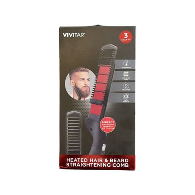 Heated hair and beard straightening comb 3 Piece kit