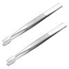 2pcs Stamp Wide Head Beak Clip, Stamp Collecting Tong Clips, Straight Head Philately Collector Tools for False Eyebrow Eyelash (Silver) view 1