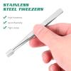 2pcs Stamp Wide Head Beak Clip, Stamp Collecting Tong Clips, Straight Head Philately Collector Tools for False Eyebrow Eyelash (Silver) view 4