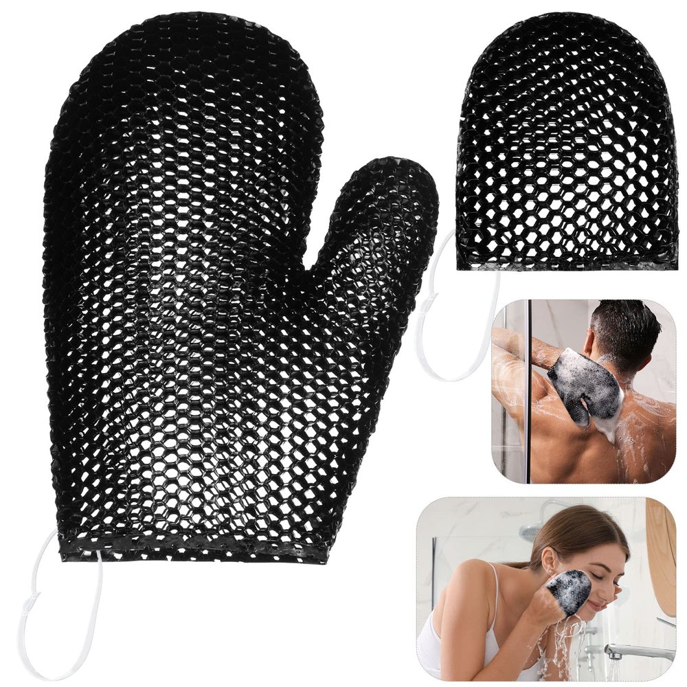 Vesici 2 Pcs Honeycomb Exfoliating Glove Set Exfoliating Bath Mitt Honeycomb Face and Body Scrubber Shower Mitt Sponges for Cleaning Body Shower Face Skin Beauty Spa(Black)
