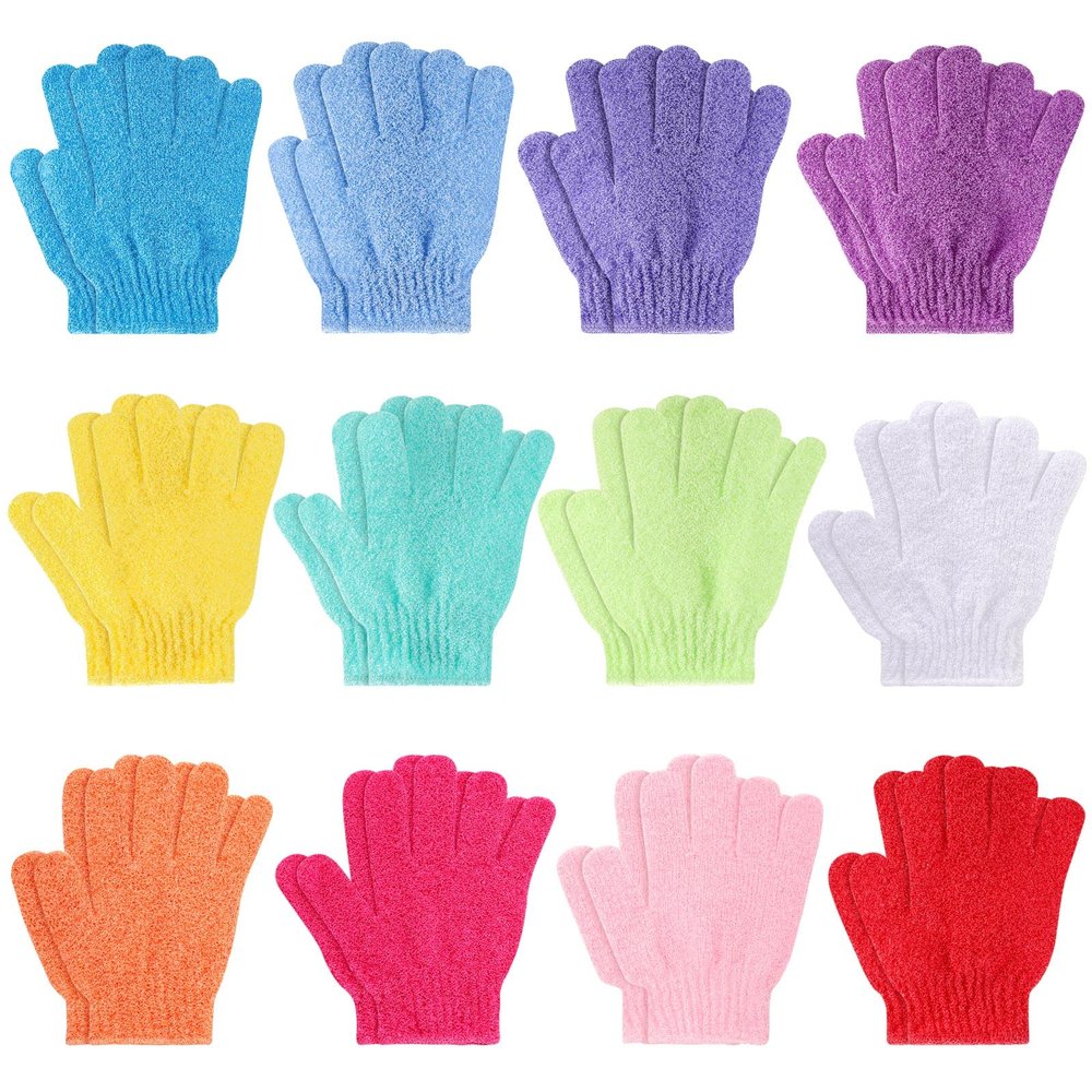 BTYMS 24 Pcs Shower Exfoliating Gloves Hand Exfoliating Glove Body Scrubber Loofah Washing Gloves for Shower, Spa, Massage and Body Scrubs, Dead Skin Cell Remover