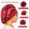 Satin Bonnet Silk Bonnet Hair Bonnet for Sleeping- 4 Pack Sleep Bonnets for Women with Wide Elastic Band for Curly Hair Braids view 3