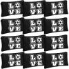12 Pieces Soccer Makeup Bag Cosmetic Bag with Words Soccer Travel Storage Bags Portable Storage Case Toiletry Bag Accessories with Zippers for Soccer Players Teams Women Girls (Black Soccer Style) view 1