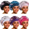 Satin Bonnet Silk Bonnet Hair Bonnet for Sleeping- 4 Pack Sleep Bonnets for Women with Wide Elastic Band for Curly Hair Braids view 1