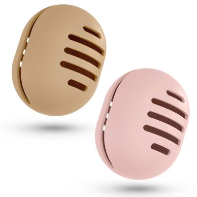 Fauxomor 2 Pcs Makeup Sponge Holder,Double-Sided Breathable Silicone Beauty Make Up Blender Case for Travel or Daily,Shatterproof Make-up Travel Case Quick Drying Easy to Carry,Khaki+Pink