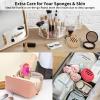 Fauxomor Makeup Sponge Holder,3PCS Double-sided Breathable Silicone Beauty Make Up Blender Case for Travel,Shatterproof Makeup Sponge Travel Case for All Sponges Reuse Easy Carry,Khaki+Pink+Grey view 4