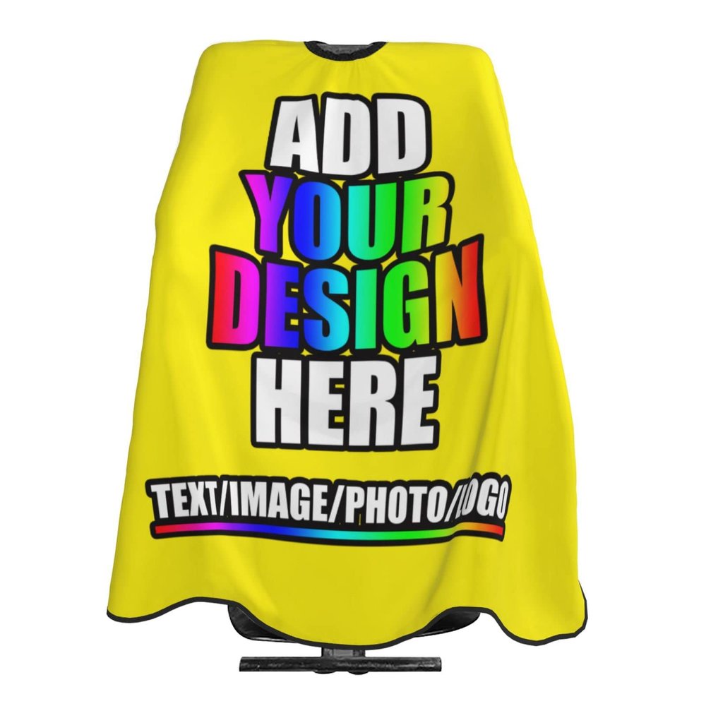 Custom Barber Cape for Men Women Personalized Hair Cutting Capes with Your Photo Text for Salon Hair Styling Barbershop Yellow