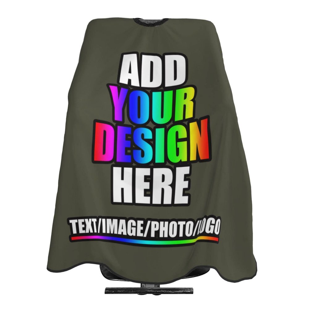 Custom Barber Cape for Men Women Personalized Hair Cutting Capes with Your Photo Text for Salon Hair Styling Barbershop Military Green