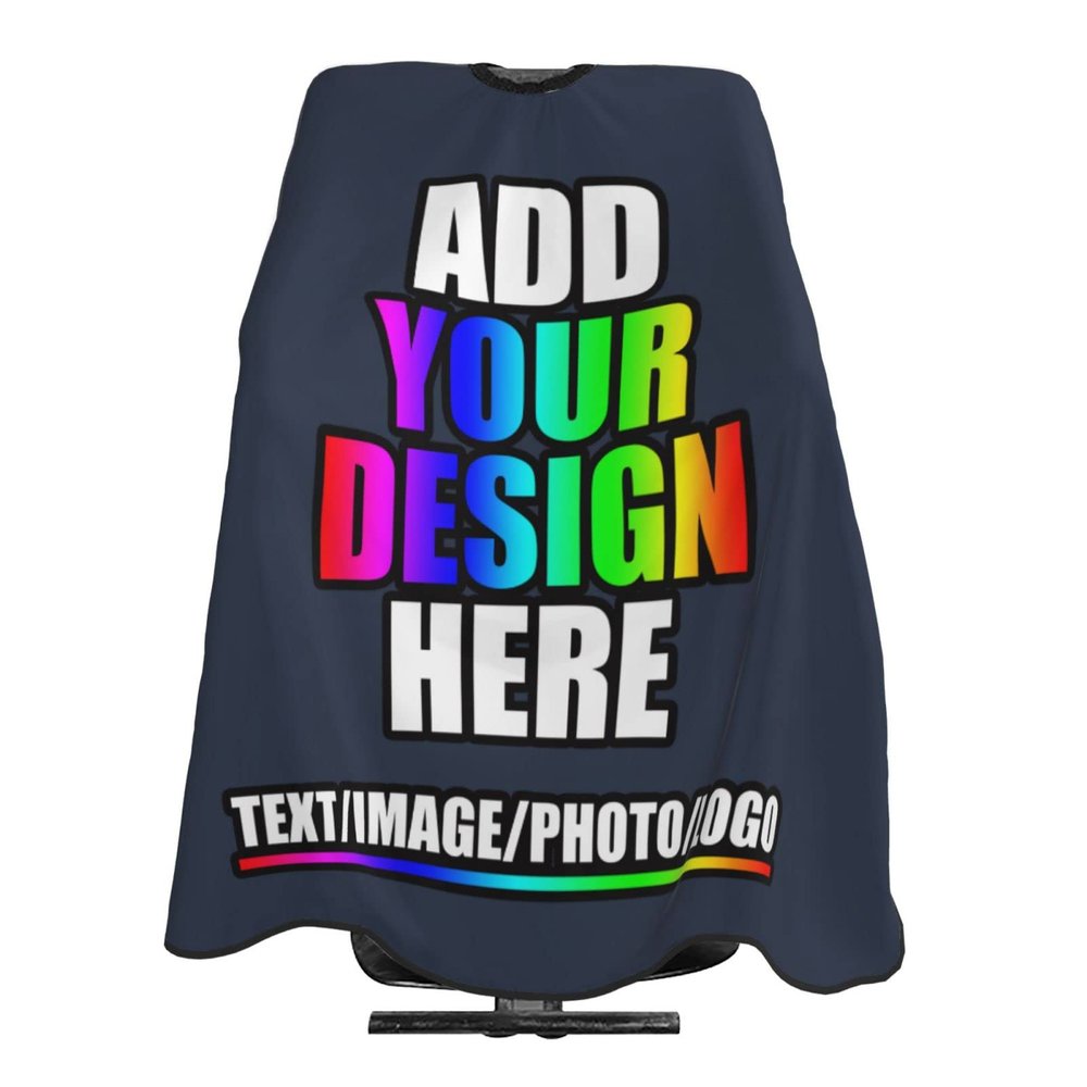 Personalized Barber Cape for Men Custom Professional Hair Cutting Cape Designed Your Logo Image Text Salon Haircut Cape for Home Salon and Barbershop Navy Blue