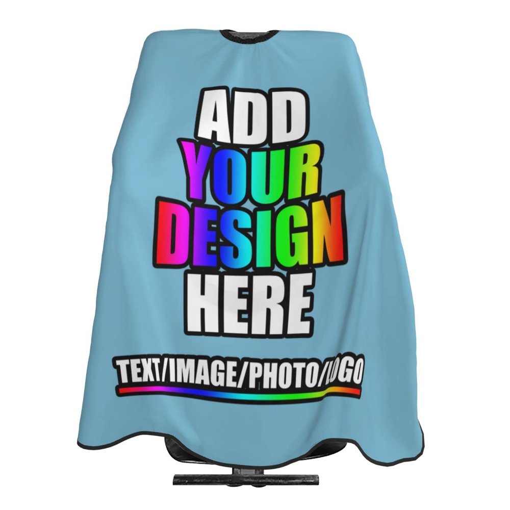 Personalized Barber Cape for Men Custom Professional Hair Cutting Cape Designed Your Logo Image Text Salon Haircut Cape for Home Salon and Barbershop Sky Blue