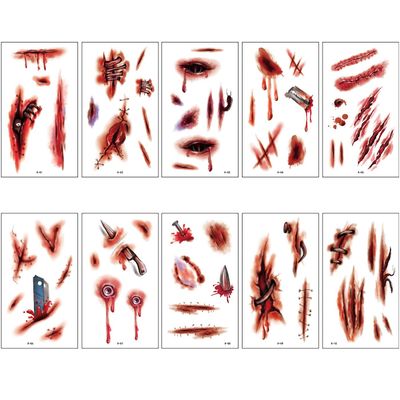 MOOKEENONE Fake Stickers Tattoo Scar Blood Scars Wound Stickers Halloween Horror Decoration 6.8 * 12cm