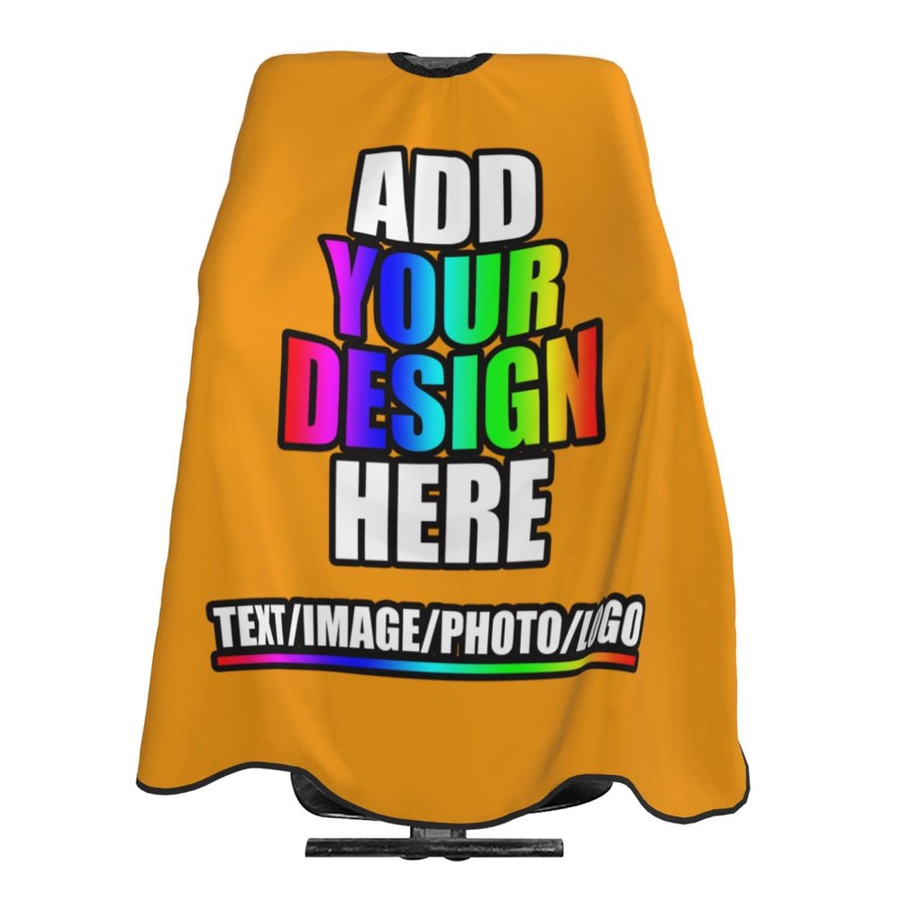 Personalized Barber Cape for Men Custom Professional Hair Cutting Cape Designed Your Logo Image Text Salon Haircut Cape for Home Salon and Barbershop Gold
