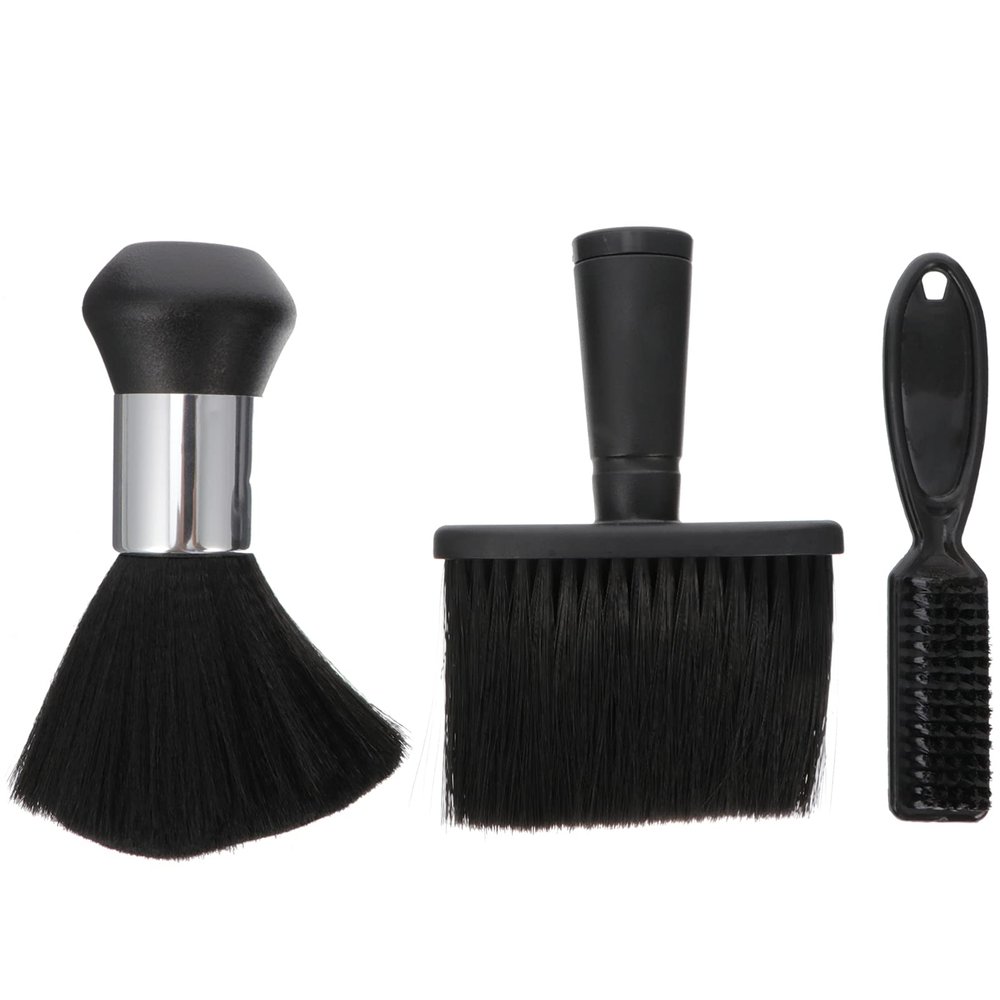 Mobestech 3pcs Barber Hair Cleaning Brush Set Detangler Hair Brush for Men Hairdressing Duster Stylist Tools Salon Use