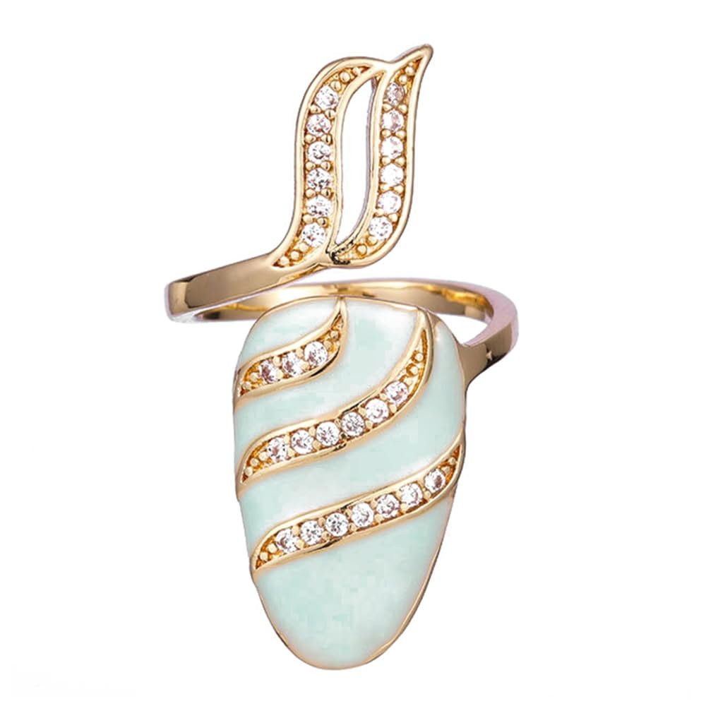 Rumtock Knuckle Nail Ring Mint Nail Protecting Ring with CZ Crystal for Women Finger Tip Manicure Jewelry