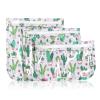 HIONXMGA TSA Approved Toiletry Bag, Set of 3 Clear Travel Toiletry Bag Quart Size Zipper Travel Pouch, Waterproof Makeup Cosmetic Bag for Women Men Kids Toiletries Carry on, Cacti A view 1
