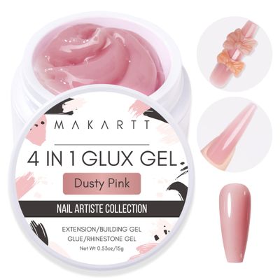 Makartt 3D Gel Nail Art: 15ML Solid Gel Builder, Non-sticky for Extension 3D Sculpting Nail, UV Glue for Acrylic Tips, Rhinestones & Sculpture Hard Gels for Nails UV/LED Lamp Required Dusty Pink