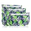 HIONXMGA TSA Approved Toiletry Bag, Set of 3 Clear Travel Toiletry Bag Quart Size Zipper Travel Pouch, Waterproof Makeup Cosmetic Bag for Women Men Kids Toiletries Carry on, Green Leaves view 1