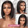 13x6 Bone Straight Bob Wig HD Transparent Lace Front Wig Pre Plucked With Baby Hair Brazilian Remy Hair For Black Women Natural Hairline Straight Short Wig 150% Density 12Inch view 2
